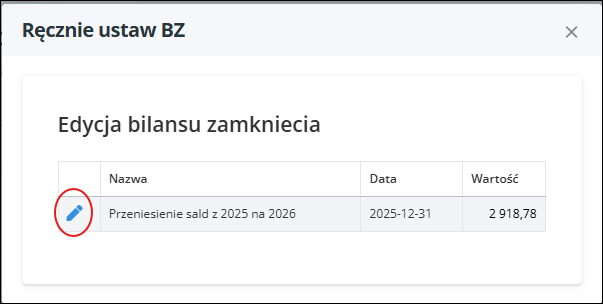 ręczne ustawienie BZ