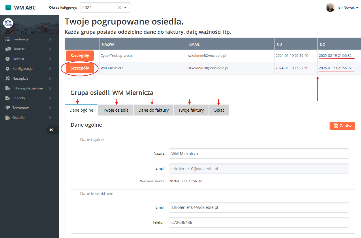 gł&oacute;wny panel grup osiedli