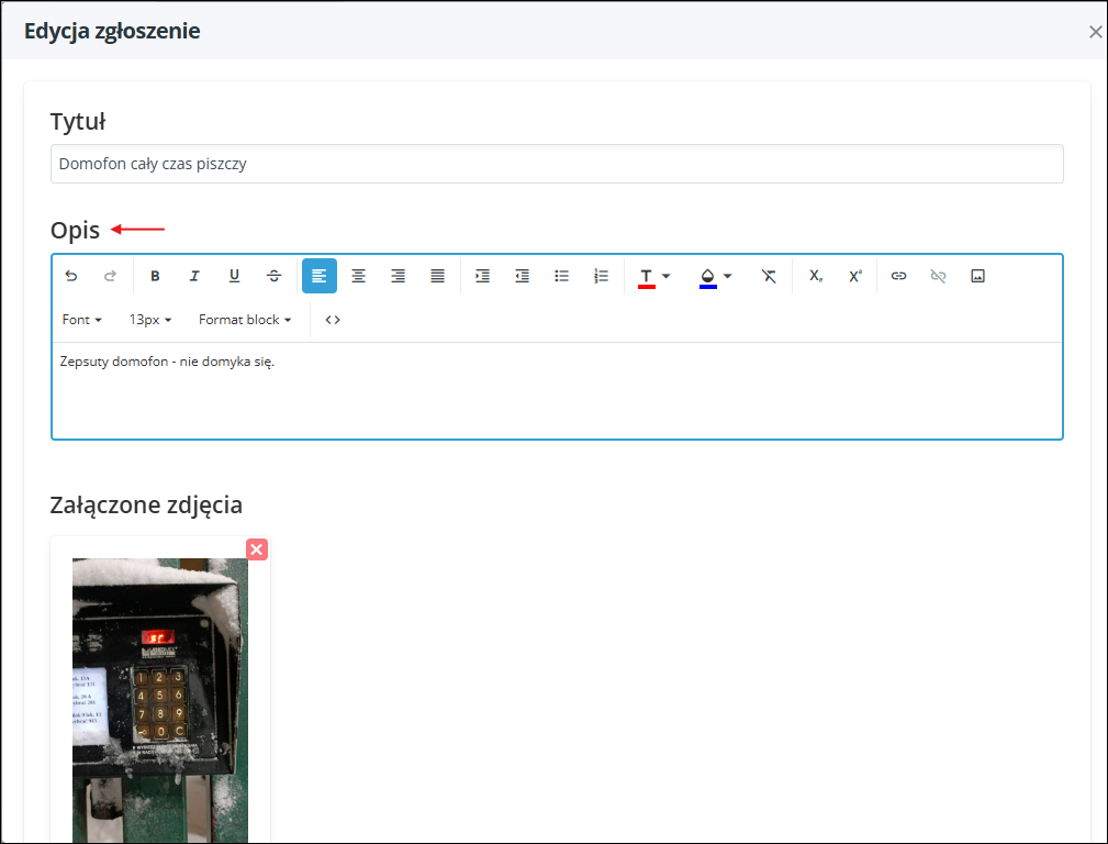 edycja zgłoszenia