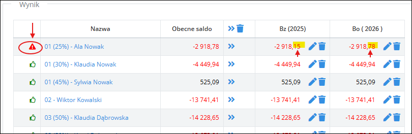 błąd przeniesienia salda